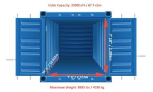 Dimensioni e misure container 20 piedi e 40 piedi